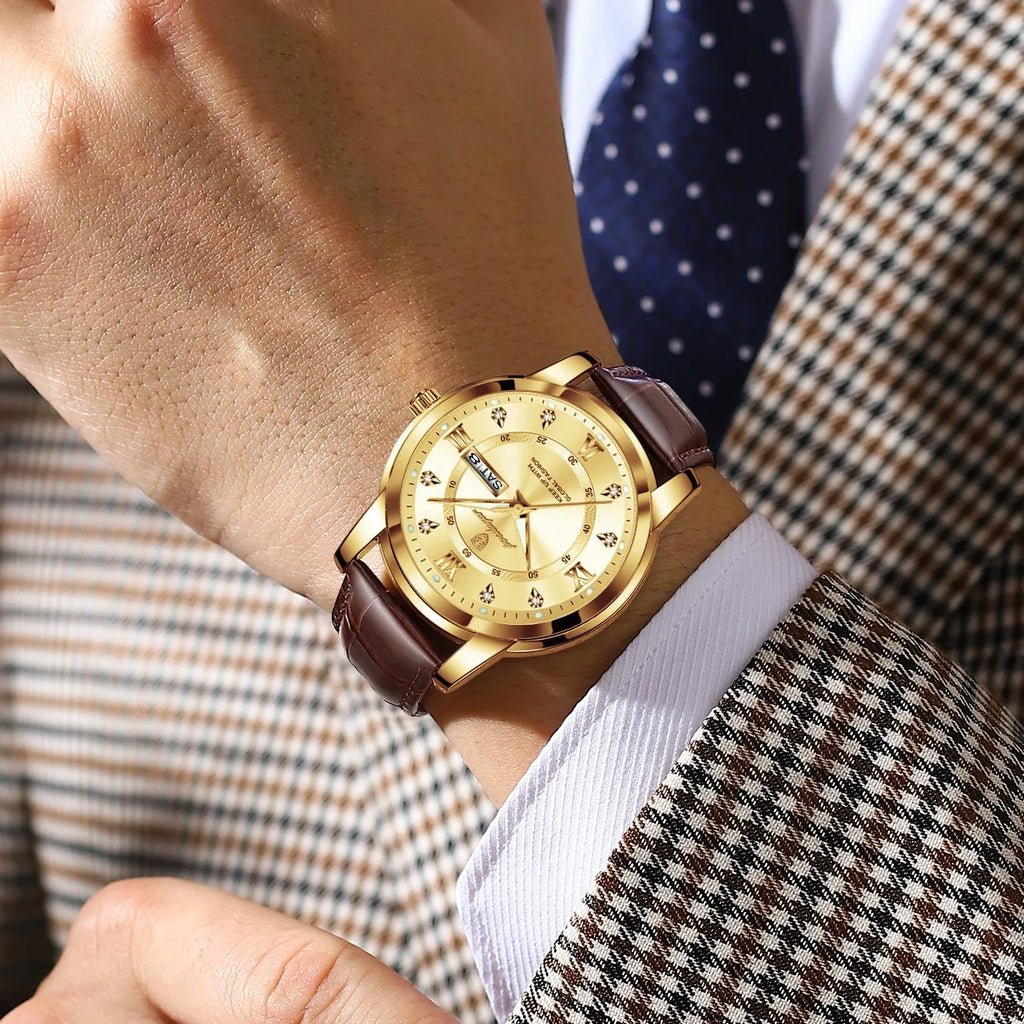 Poedagar 936 Watch for Men Luxury Leather Strap Men's Quartz Watches Waterproof Luminous Classic Vintage Reloj Watches for Men