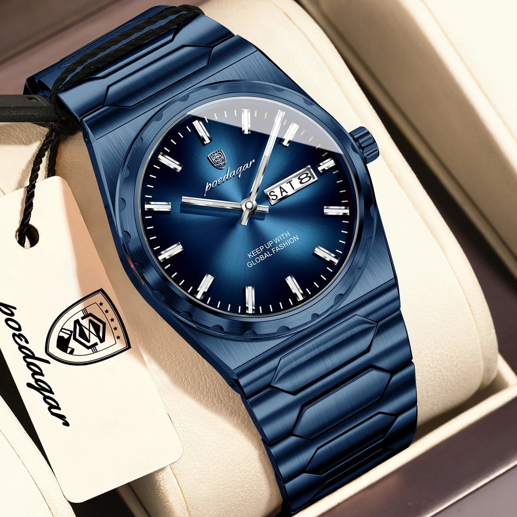 Poedagar 847 Men's Watch Business Stainless Steel Strap Quartz Watches Date Waterproof Wristwatch Montre Reloj Ready to Ship