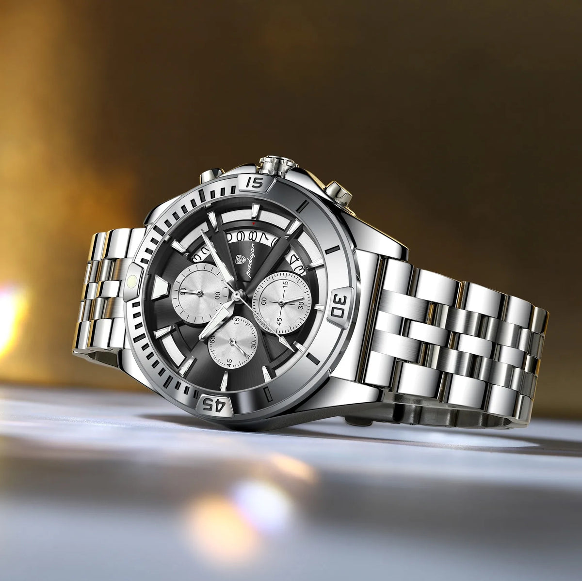 Poedagar 695 Men Luxury Quartz Watches Stainless Steel Hollow Dial Daily Wear Casual Luminous Chronograph Montre Homme