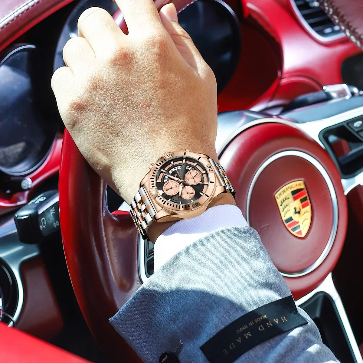 Poedagar 695 Men Dress Quartz Watches Stainless Steel Hollow Dial Daily Wear Outdoor Casual Luminous Chronograph Herrenuhr