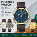 POEDAGAR 689 Luxury Antique Quartz Watch Men Hardlex Dial Leather Strap 3ATM Waterproof Luminous Night Light Business Wristwatch
