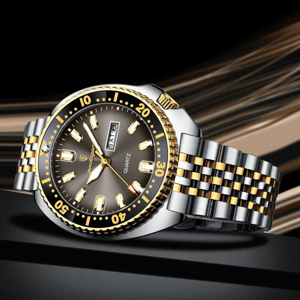 Poedagar 682 High Quality Men Watch Rotating Bezel Stainless Steel Calendar Quartz Wristwatch Factory Wholesale Price Montre