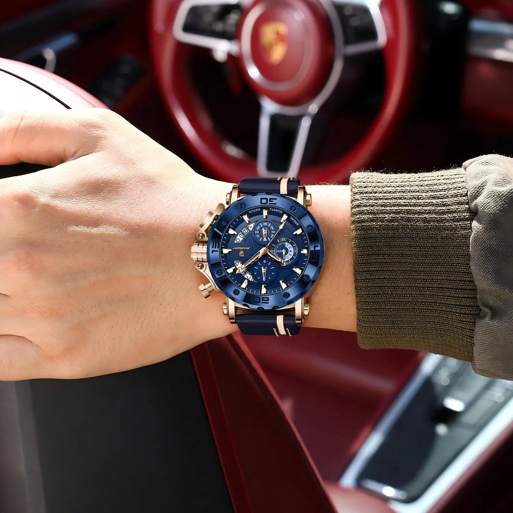 Poedagar 892 Luxury Chronograph Leather Men's Quartz Watches Reloj Luminous Waterproof Watch for Men