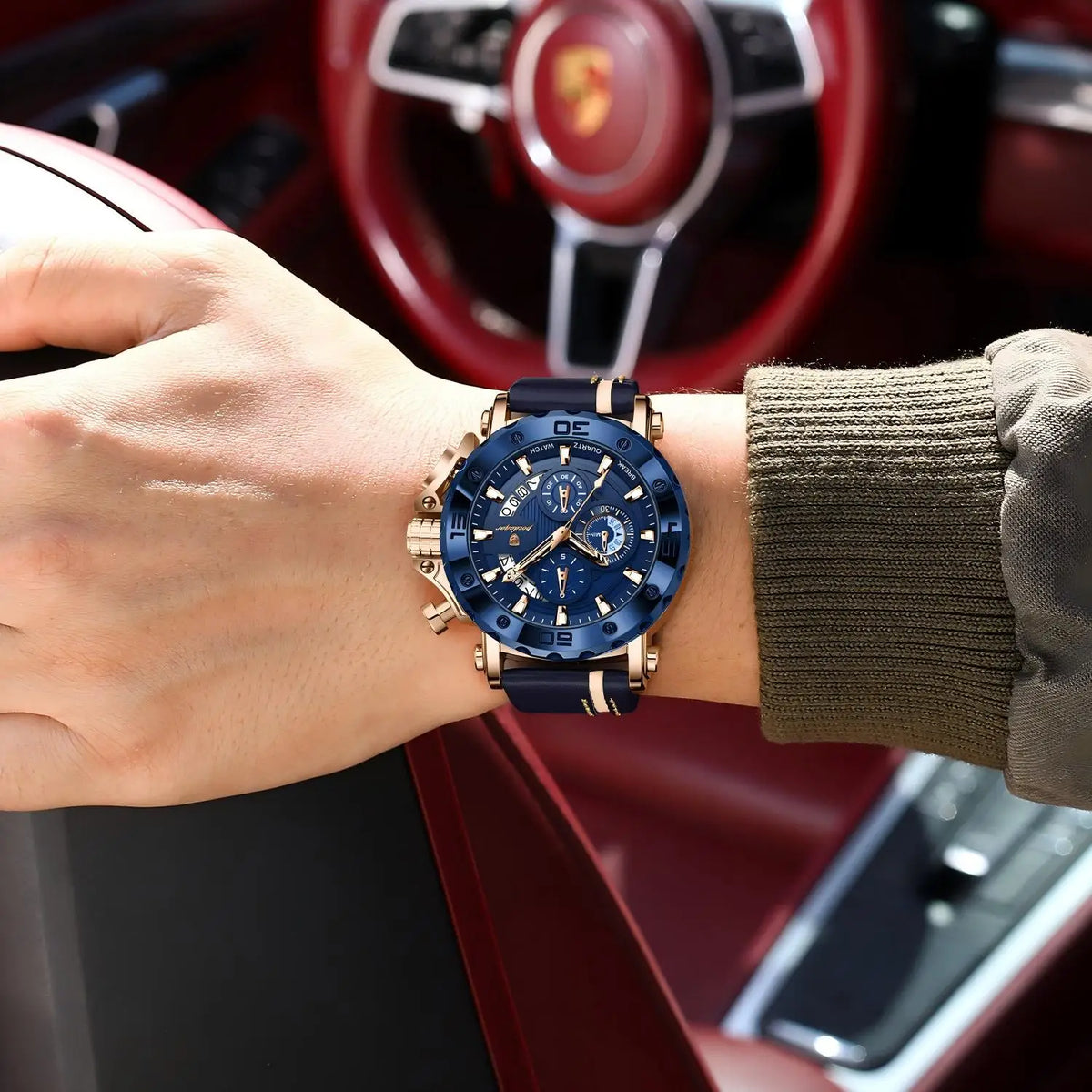 Poedagar 892 Luxury Chronograph Leather Men's Quartz Watches Reloj Luminous Waterproof Watch for Men