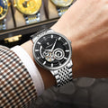 Poedagar 1416 Men Mechanical Watch Automatic Skeleton Dial Stainless Steel Waterproof Business Watch Wholesale Price in Stock