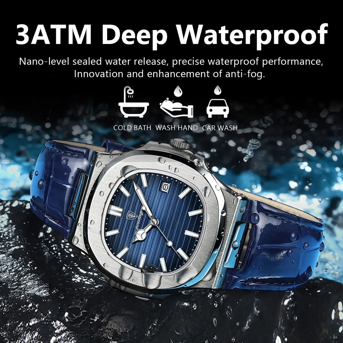 Poedagar Top Luxury Square Men Watch High Quality Leather Quartz Watches 30m Waterproof Luminous Date Watches for Men