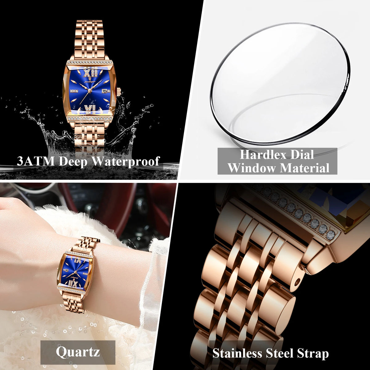 Poedagar 795 Luxury Women Watches Stainless Steel Reloj Mujer Diamond Gift for Girl Waterproof Luminous Quartz Watch for Women