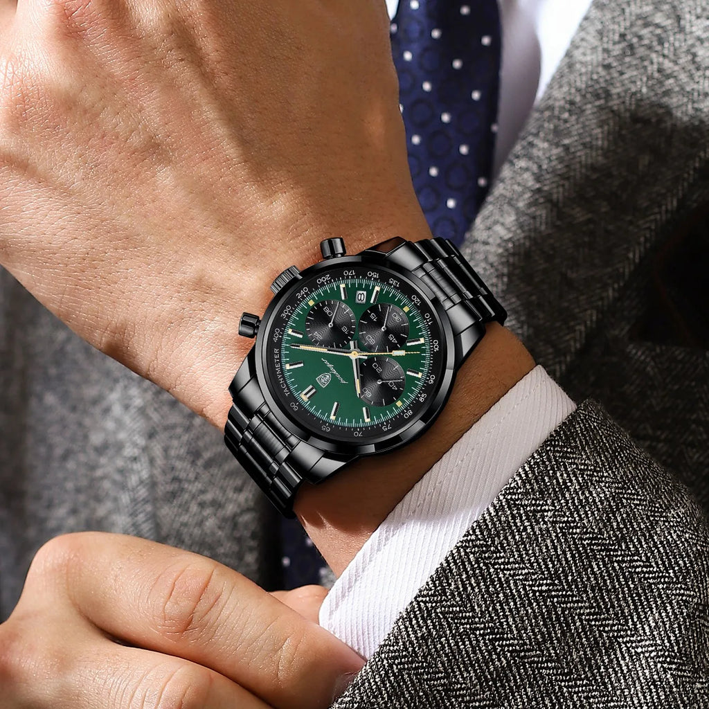 Poedagar 921 Luxury Men's Sports Watch Stainless Steel Wristwatch Montre Waterproof Luminous Chronograph Quartz Watches for Men