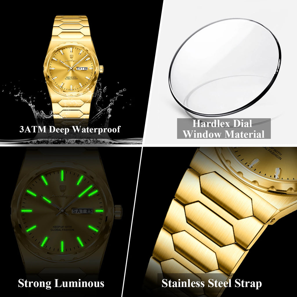 Poedagar 847 Men's Watch Luxury Stainless Steel Quartz Wristwatch DateWaterproof Luminous Watch for Men Montre Homme in Stock