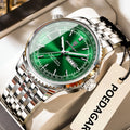Poedagar 673 Luxury Business Solid Stainless Steel Strap Quartz Watch Waterproof Luminous Double Calendar Watch for Men