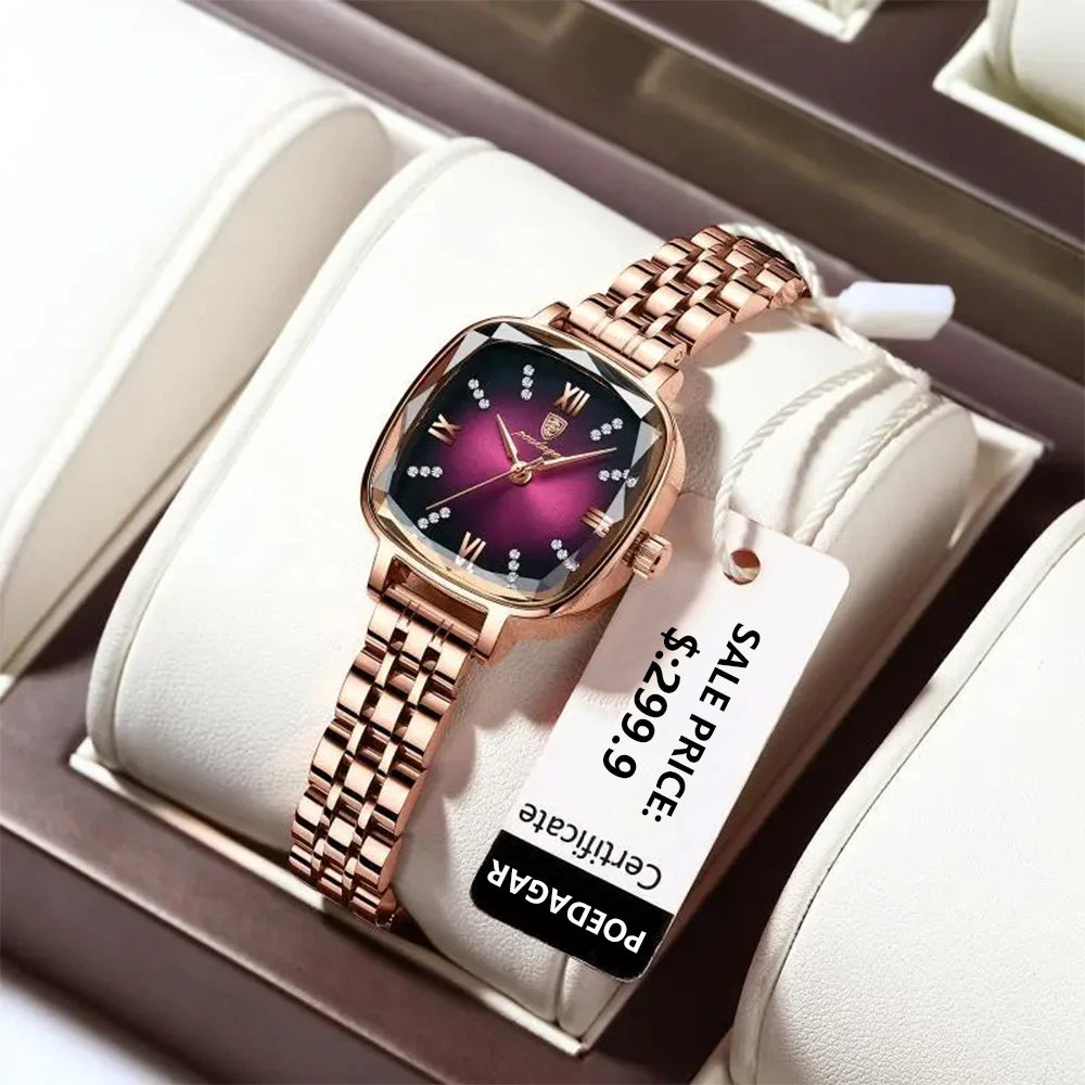 Poedagar Fashion Luxury Diamond Lady Watch Popular Stainless Steel Quartz Watches Top Brand Waterproof Watch Women