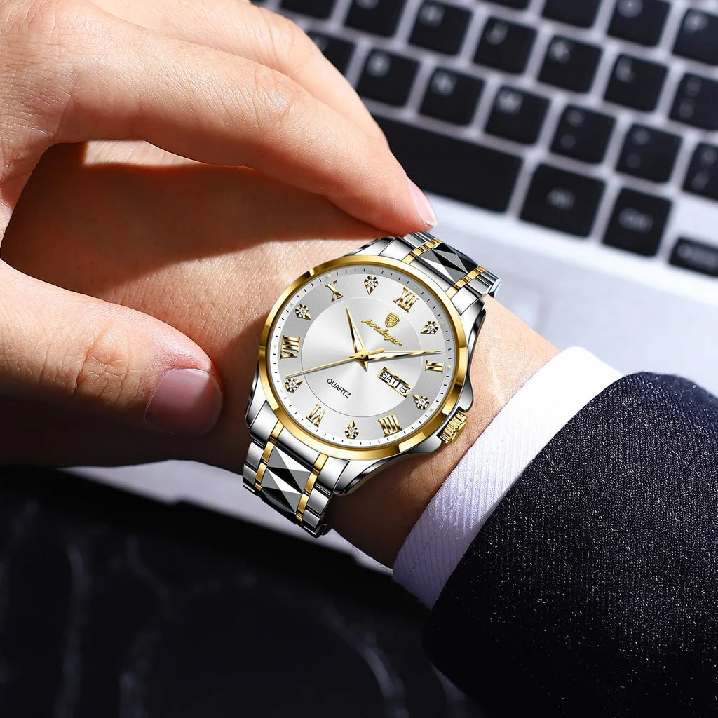 Poedagar 883 Men's Quartz Watches High Quality Relojes Stainless Steel Original Watch Waterproof Luminous Wristwatch for Men