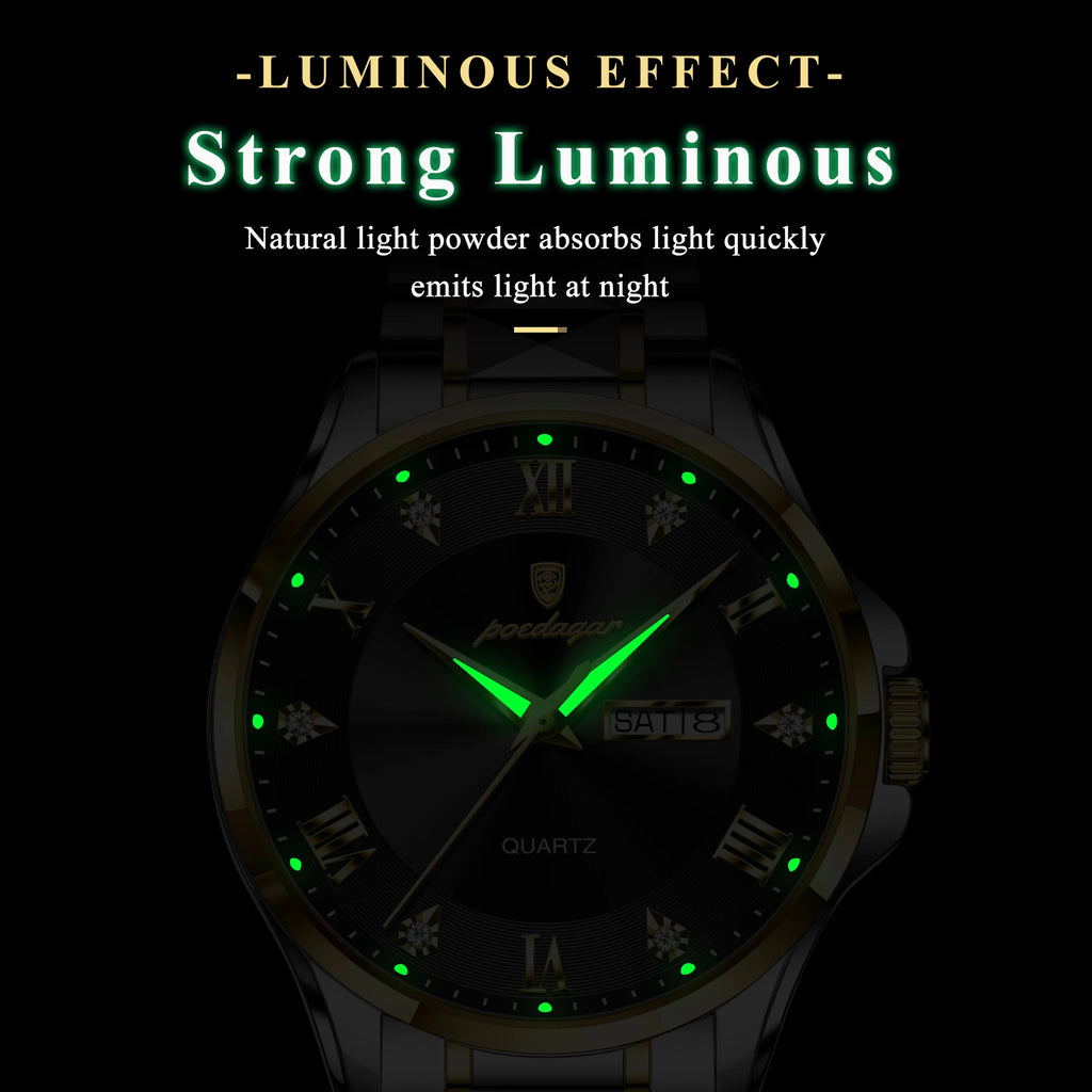 Poedagar 883 Luxury Men's Watch High Quality Two-Tone Luminous Quartz Watches Montre Waterproof Stainless Steel Watch for Men