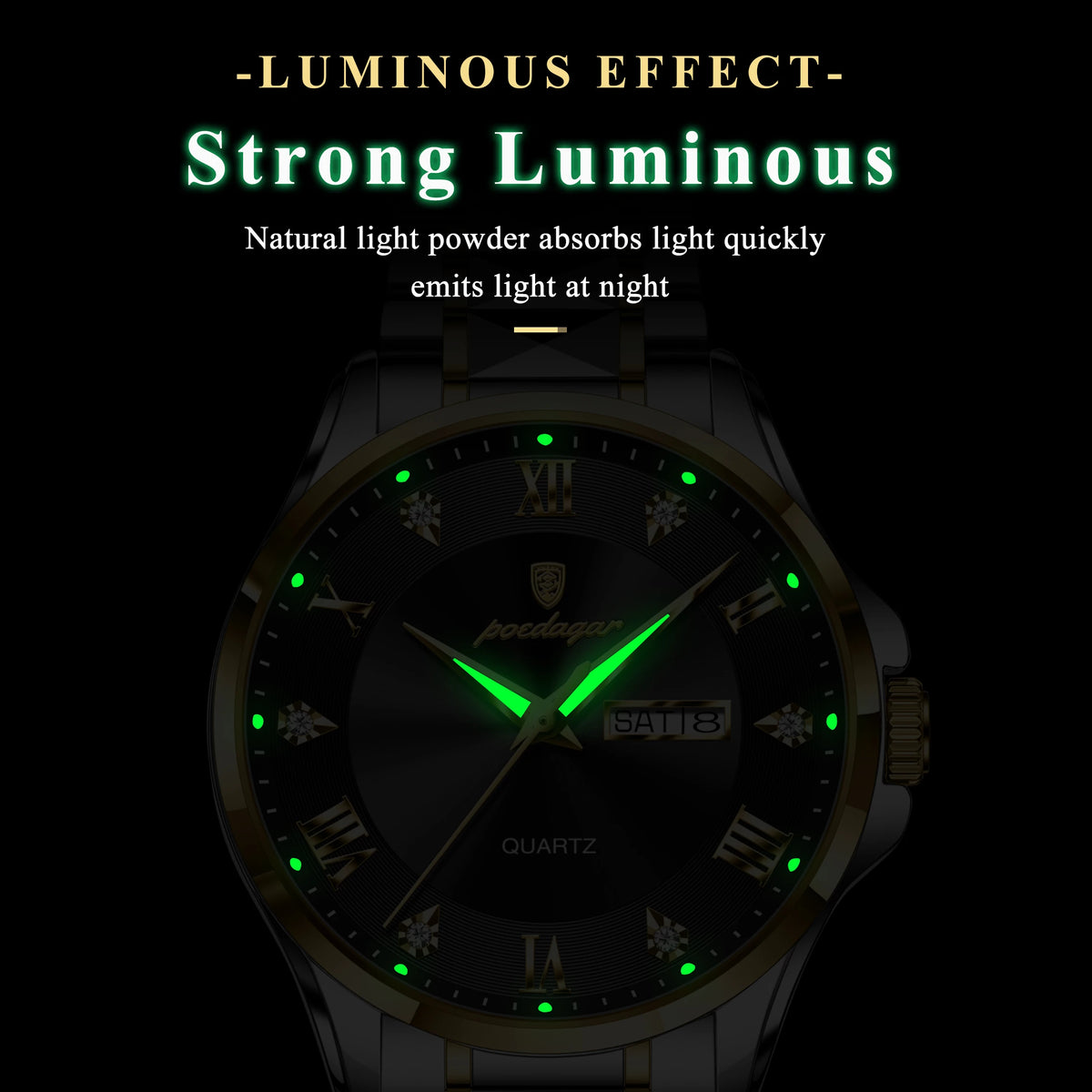 Poedagar 883 Luxury Men's Watch High Quality Two-Tone Luminous Quartz Watches Montre Waterproof Stainless Steel Watch for Men