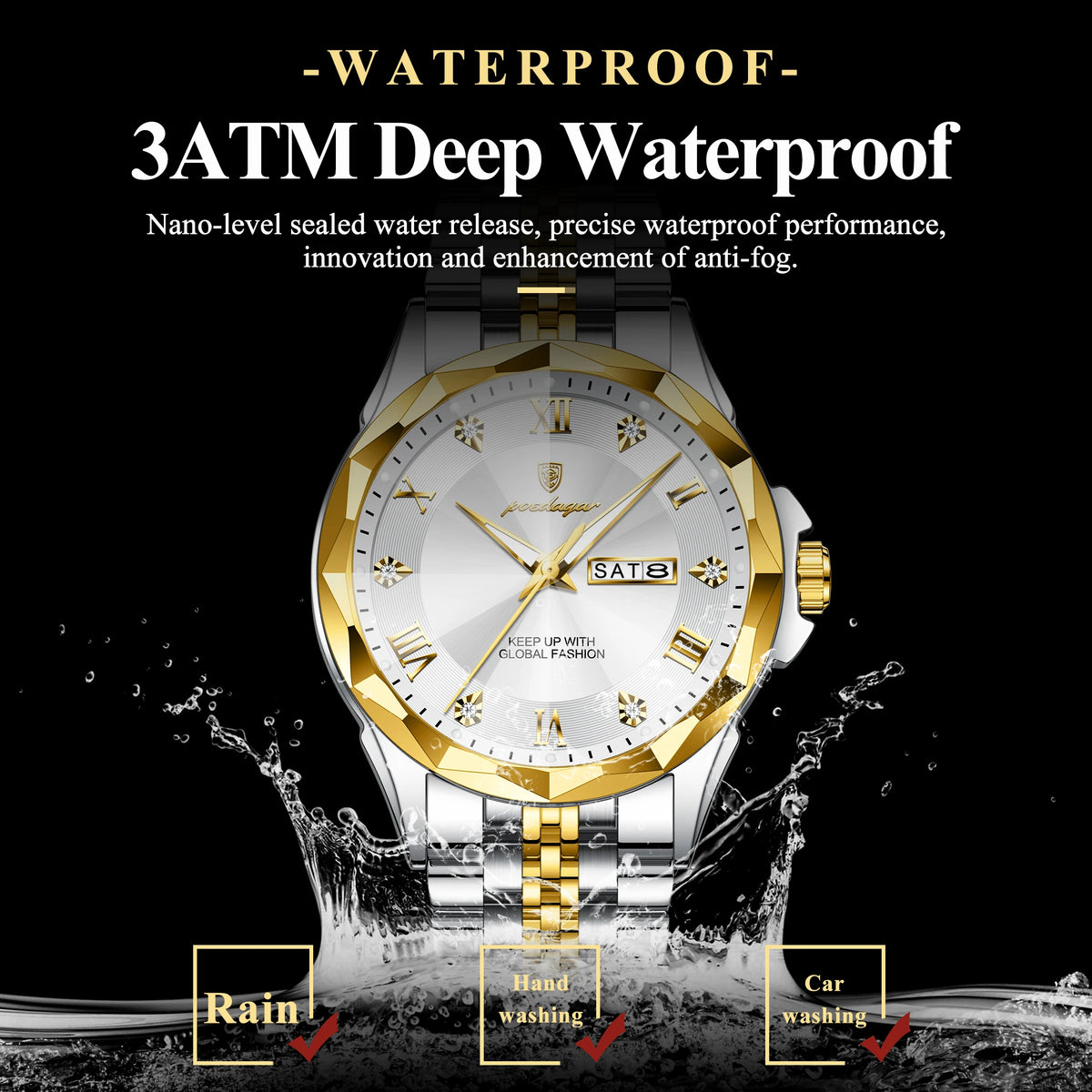 Poedagar 698 Mens Watch Luxury Waterproof Luminous Business Quartz Montre Homme Stainless Steel Calendar Reloj Watch for Men