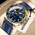 Poedagar 873 Luxury Mens Quartz Watch All Gold Nylon Strap Waterproof Luminous Wristwatch for Men Factory Wholesale Montre Homme