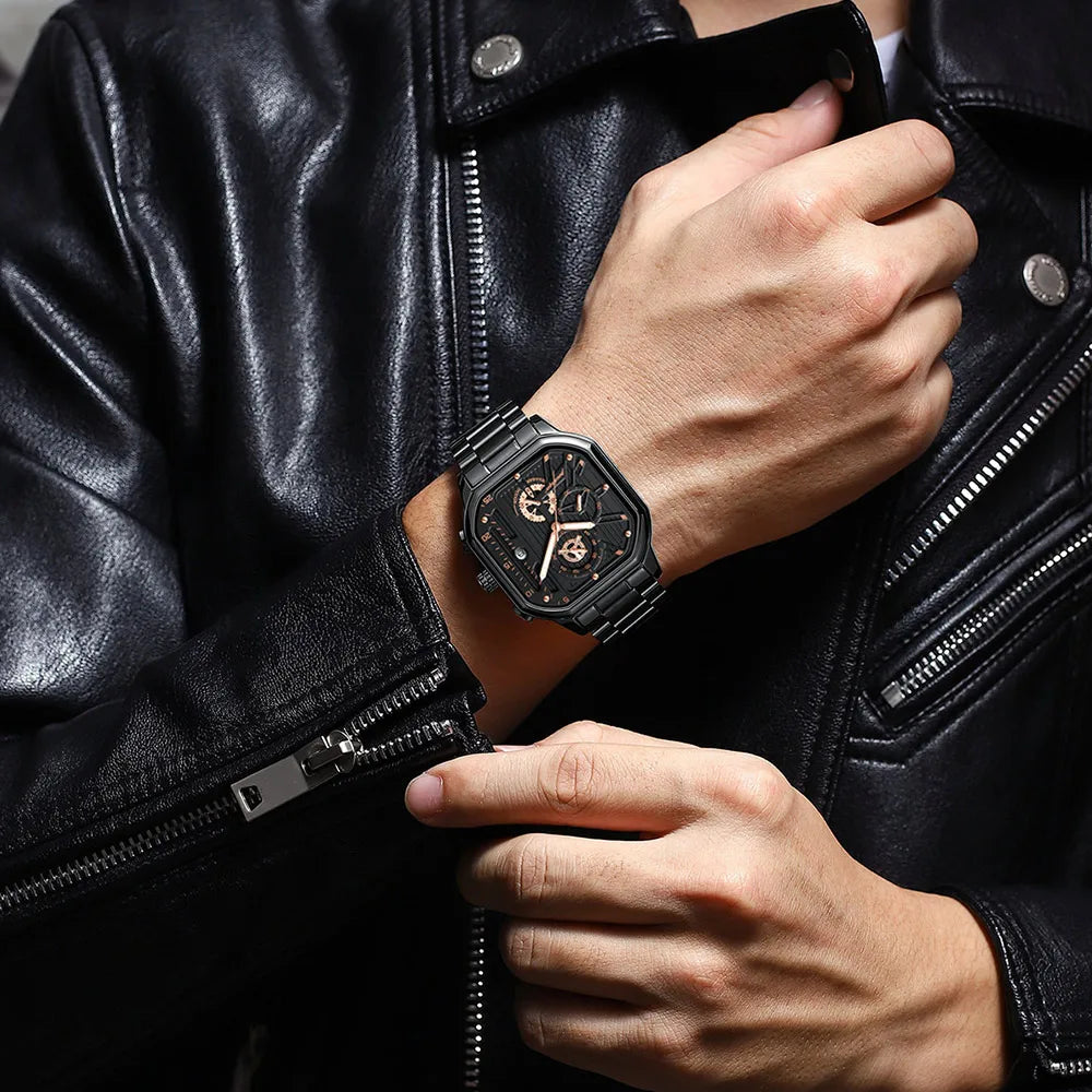 Poedagar Luxury Business Watches Men Wrist Stainless Stain Watch for Men Waterproof Luminous Calendar Quartz Watches