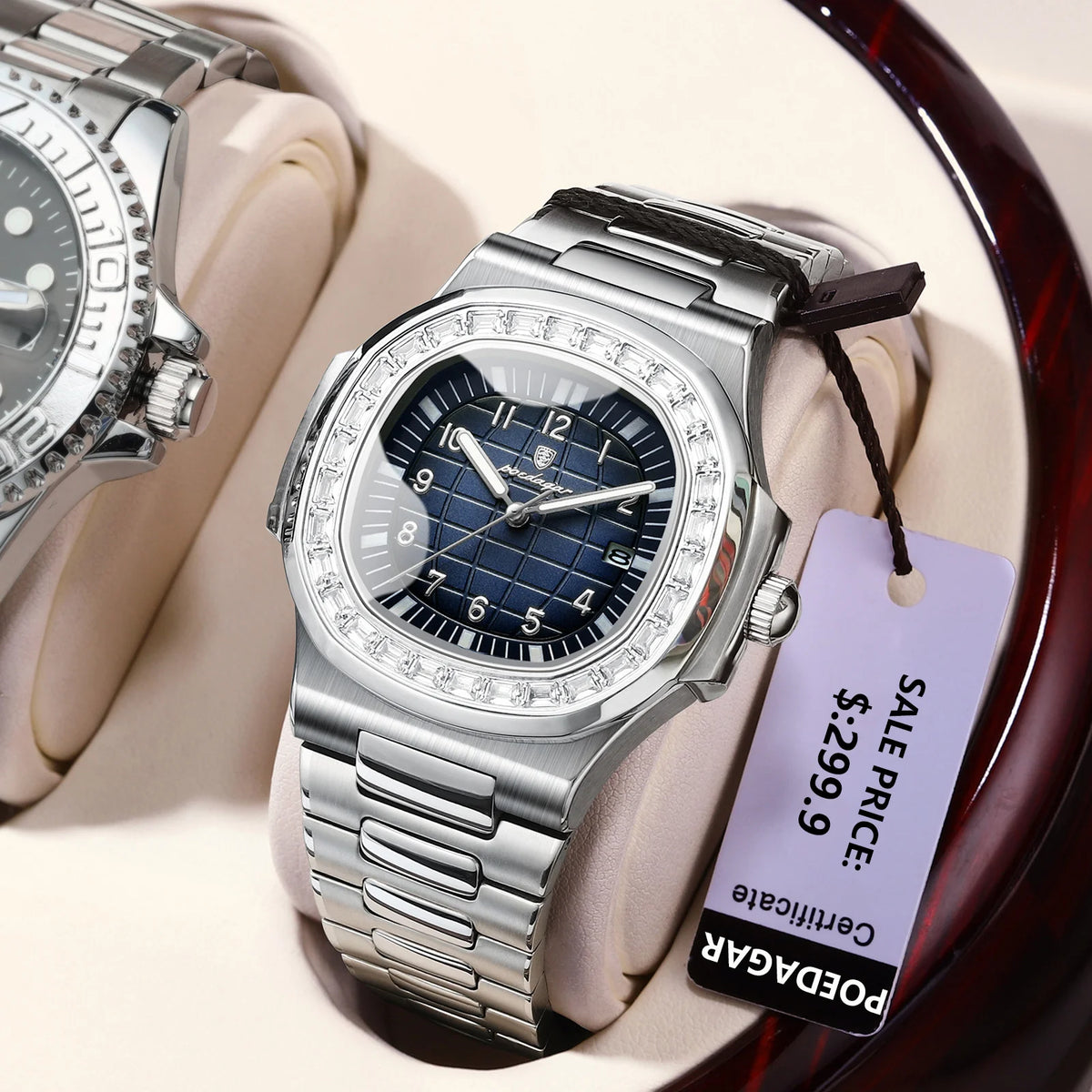 POEDAGAR 925 Luxury Men Wristwatch Luminous Waterproof Date Men Watch Stainless Steel Quartz Watches for Men