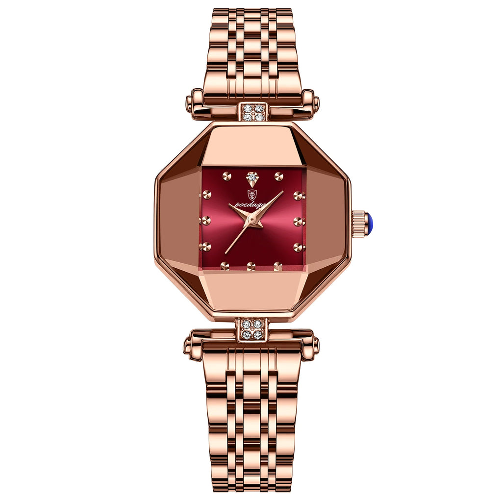 Poedagar Elegant Watches Women Wrist Diamond Quartz Watches Rose Gold Stainless Steel Ladies Watch Waterproof Factory Wholesale