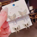 Ladies Korean 925 Silver Needle Metal Zircon Bling Exquisite Daily Wear Small Stud Earrings butterfly Earrings Jewelry for Women
