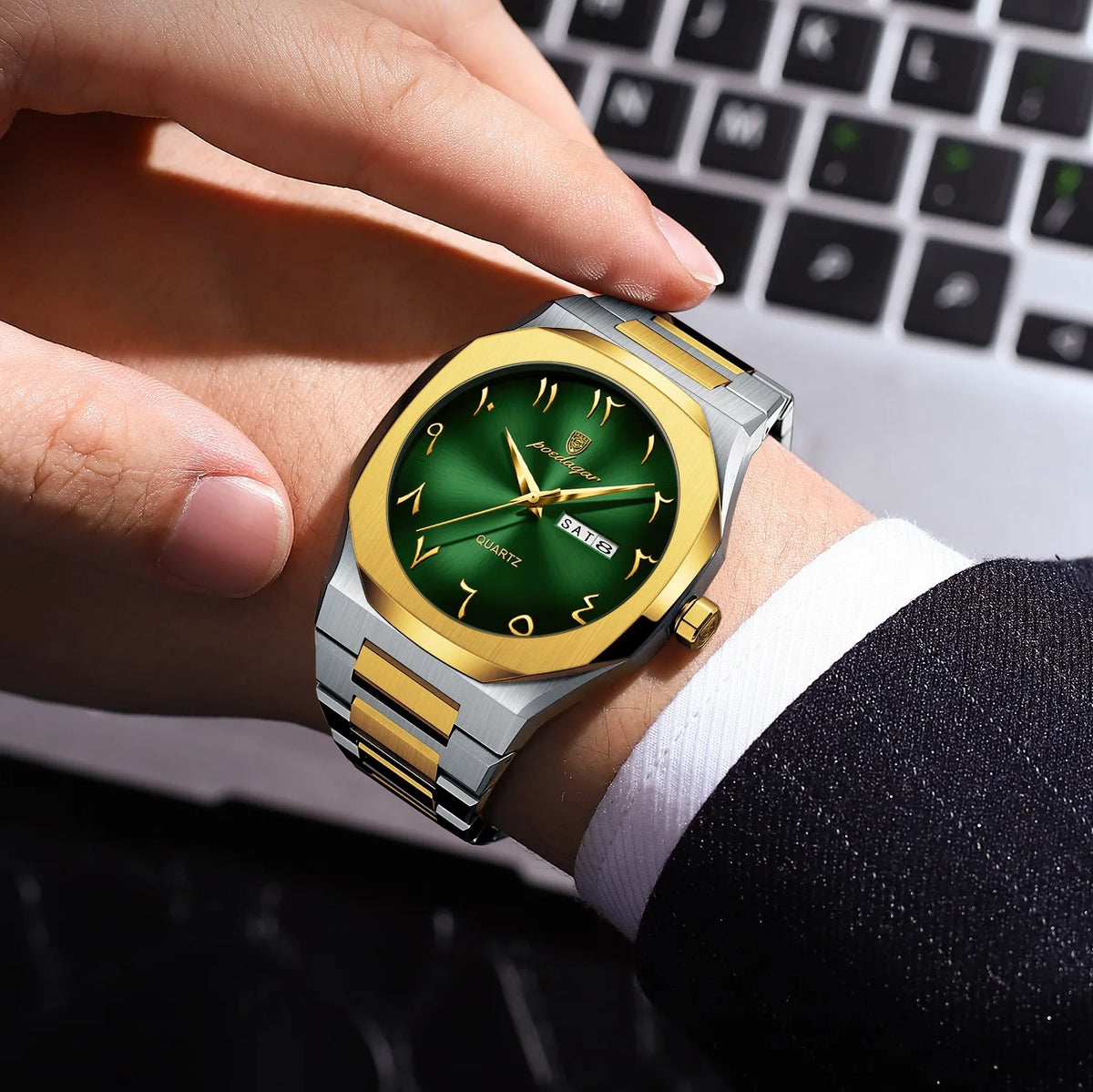 Poedagar 830 Men's Watch Luxury Arabic Dial Waterproof Stainless Steel Wholesale Business Quartz Watches for Men Ready to Ship