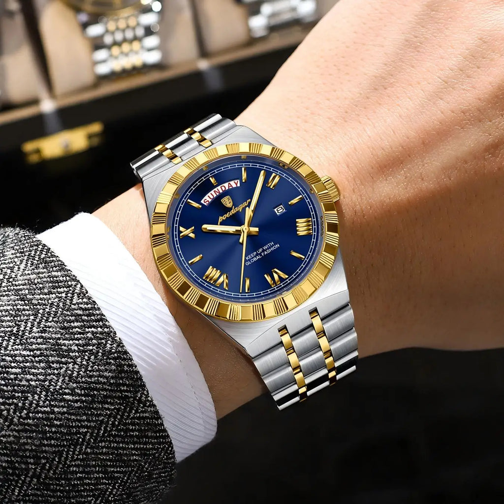 Poedagar 675 Men's Luxury Wristwatch Business Formal Waterproof Luminous Quartz Montre Homme Stainless Steel Reloj Watch for Men