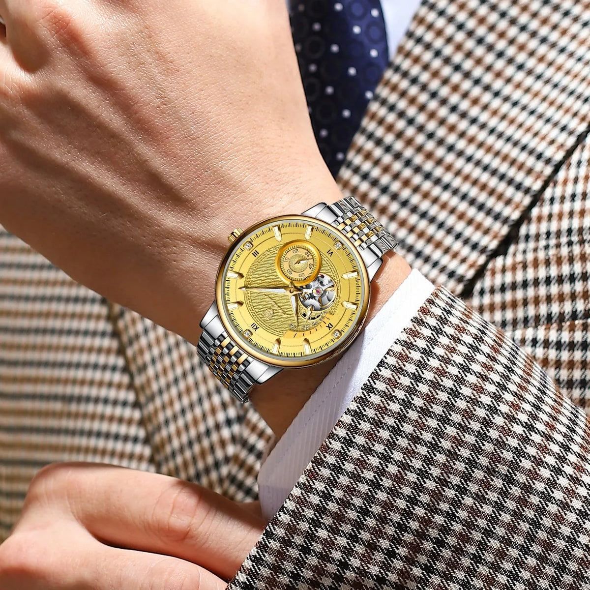Poedagar 1416 Luxury Men Mechanical Watches Original Relojes Hombre Stainless Steel Waterproof Luminous Automatic Watch for Men