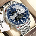 Poedagar E122 Men's Multifunctionality Chronograph Quartz Watch Stainless Steel Bracelet Alloy Case 3BAR Water Resistant