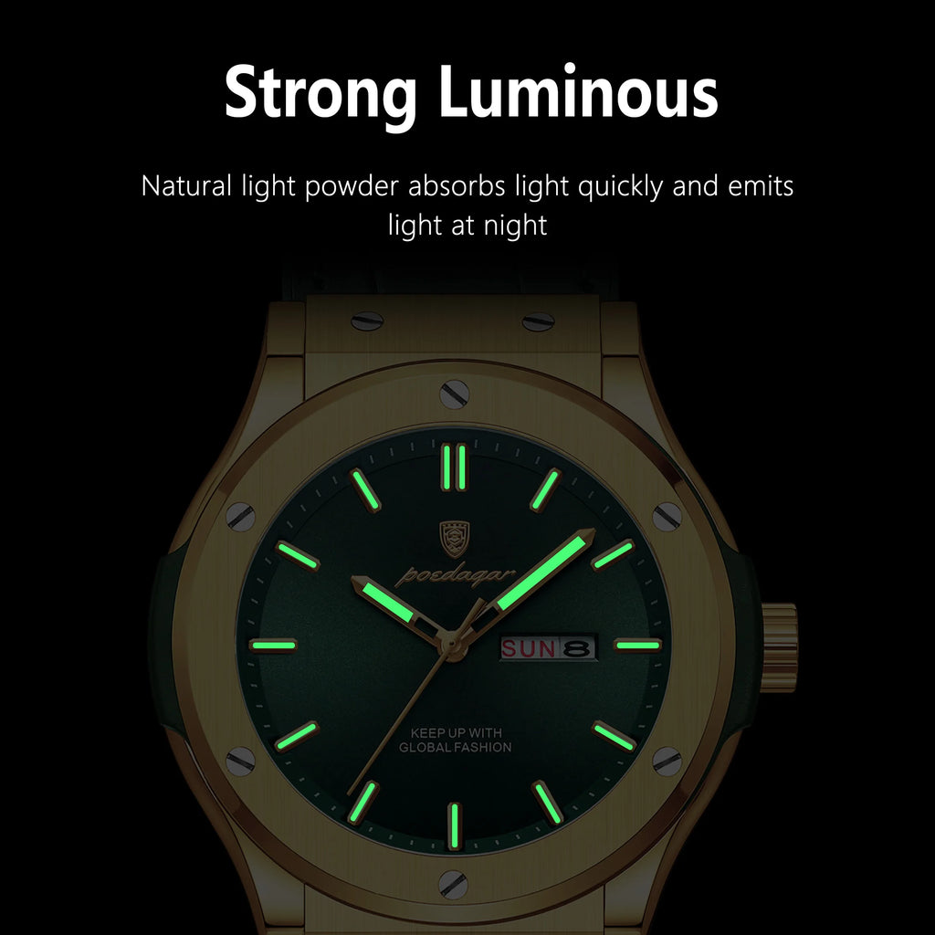 Poedagar 952 Luxury Men's Watches Silicone Strap Waterproof Quartz Wristwatch Montre Luminous Date Week Sports Watch for Men