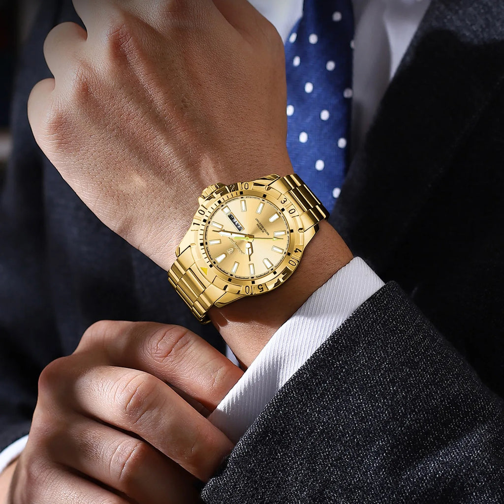 Poedagar 959 Men's Watch Luxury Business Quartz Wristwatch Stainless Steel Montre Homme Waterproof Luminous Date Watch for Men