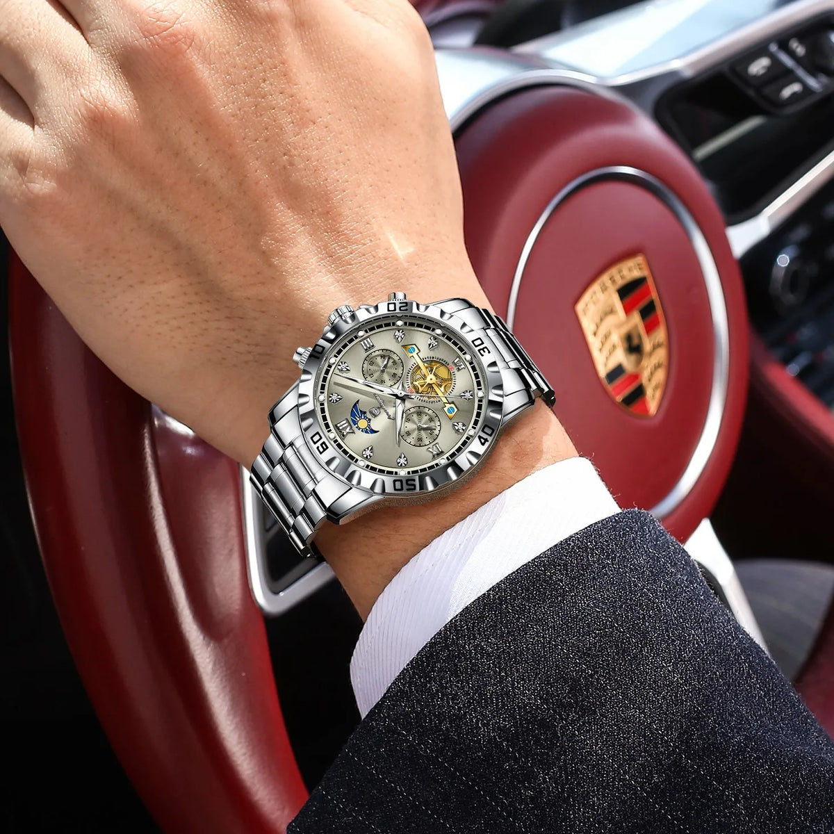 Poedagar 634 Men's Watch Luxury High Quality Stainless Steel Quartz Watch Waterproof Luminous Business Reloj Wristwatch for Men