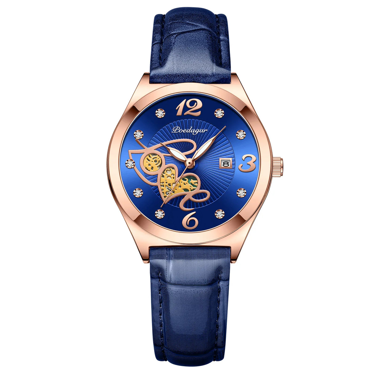 Poedagar Waterproof Luminous Ladies Watch Diamond Luxury Casual Quartz Watches Leather Watches Women Wrist Calendar Clock