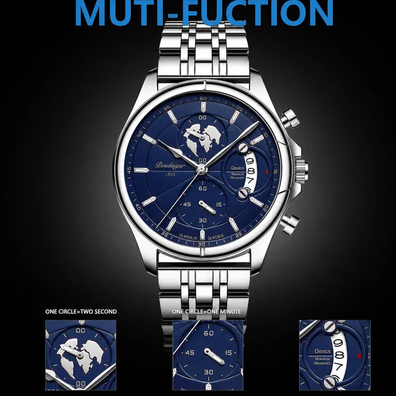Poedagar 989 Top High Quality Men's Watch Classic Stainless Steel Quartz Watches Waterproof Luminous Watch for Men Montre Homme