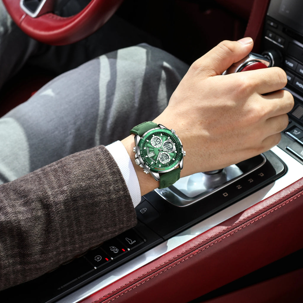 Poedagar Original Multi-functional Chronograph Watches for Men Waterproof Luxury Leather Quartz Wrist Men Watch