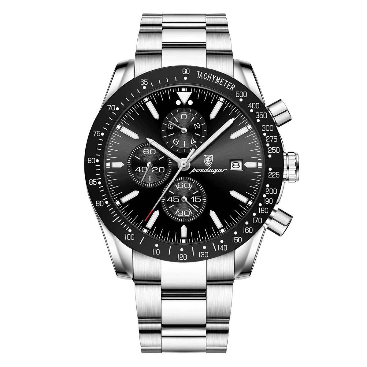 Poedagar Fashion Waterproof Watches Men Wrist Luminous Calendar Quartz Watches Stainless Steel Watch for Men