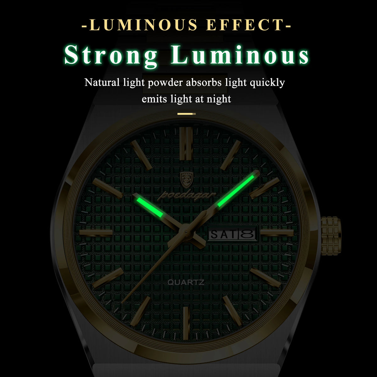 Poedagar Original High Quality Stainless Steel Wristwatch Waterproof Luminous Quartz Watch for Men