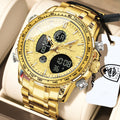 Poedagar E127 Men Watch Dual Display Digital Analog Wristwatch Luminous Waterproof Herrenuhr Sport Stainless Steel Watch for Men