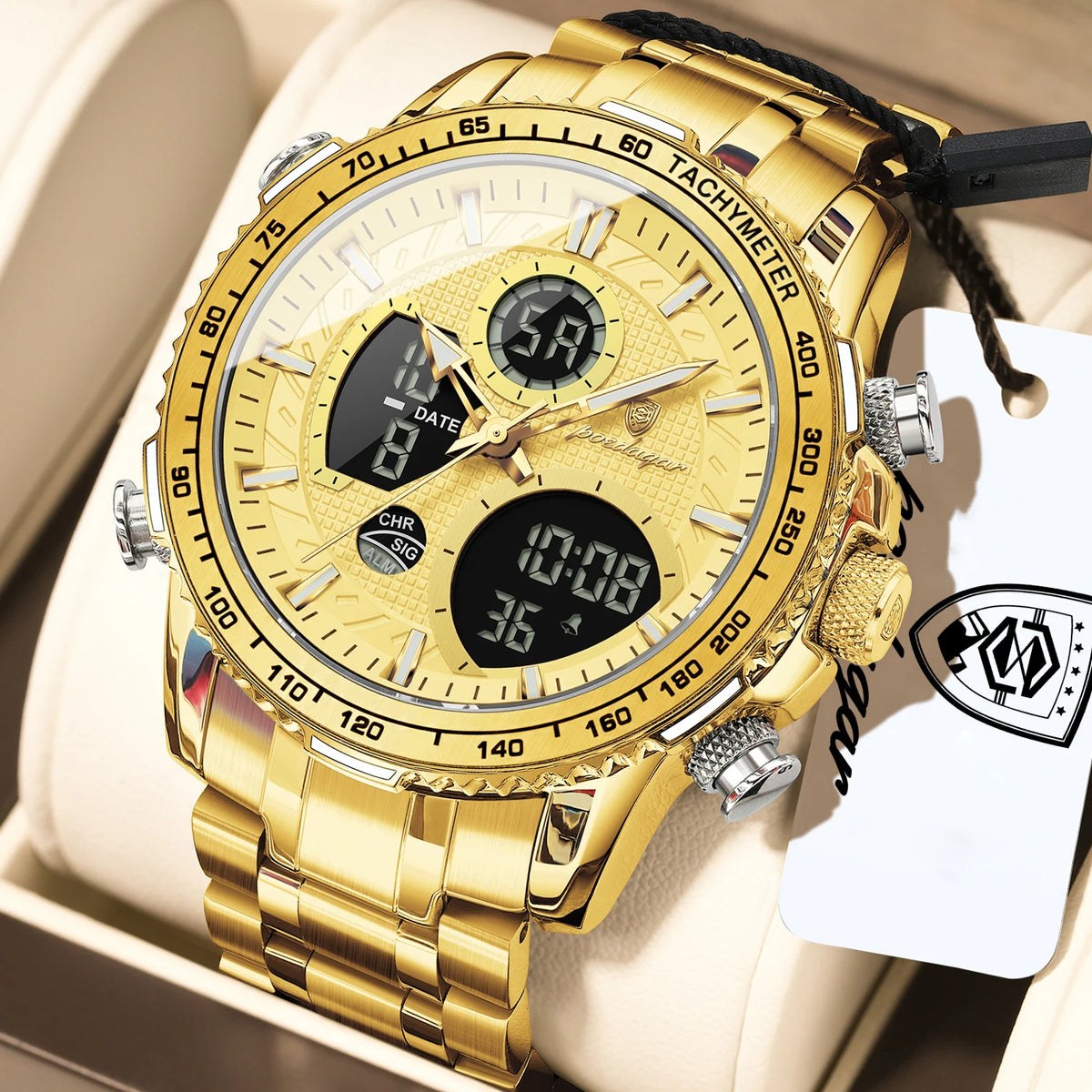 Poedagar E127 Men Watch Dual Display Digital Analog Wristwatch Luminous Waterproof Herrenuhr Sport Stainless Steel Watch for Men