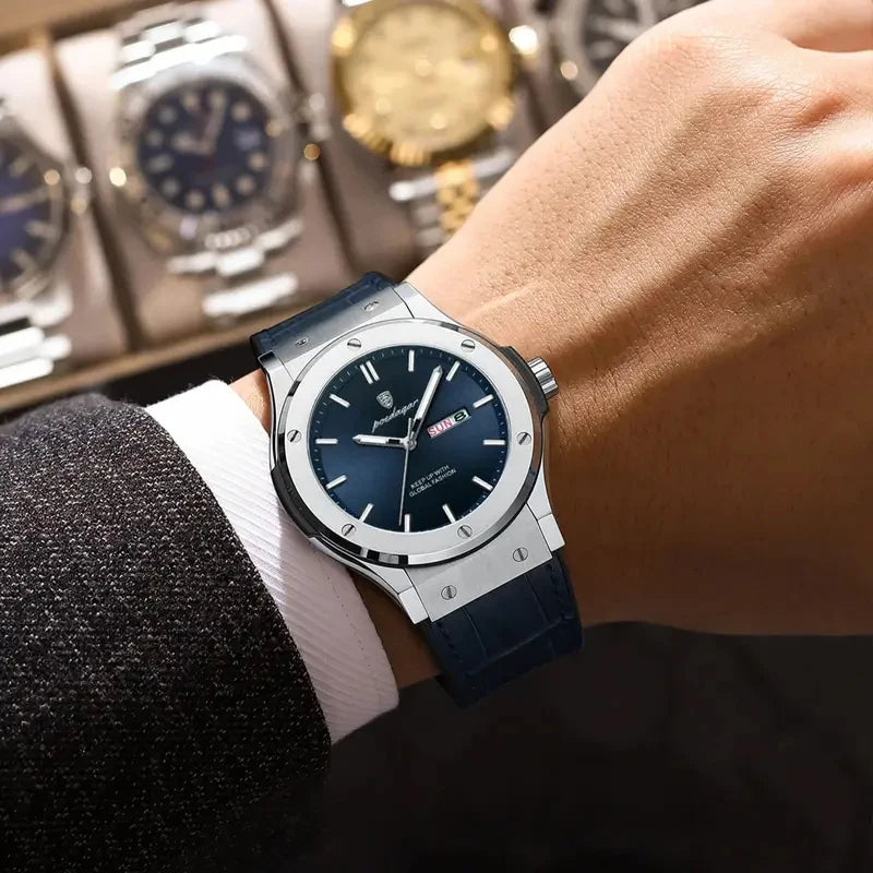 Poedagar Luxury Quartz Men's Watch Date Week Waterproof Luminous Quartz Watches Sports Silicone Strap Watch for Men