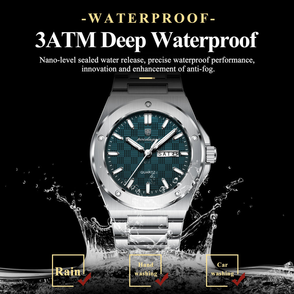 Poedagar 696 Factory Wholesale Original Luxury Stainless Steel Band Watch for Man Luminous Waterproof Date Wrist Watches