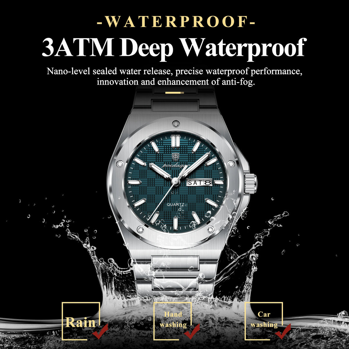 Poedagar 696 Factory Wholesale Original Luxury Stainless Steel Band Watch for Man Luminous Waterproof Date Wrist Watches