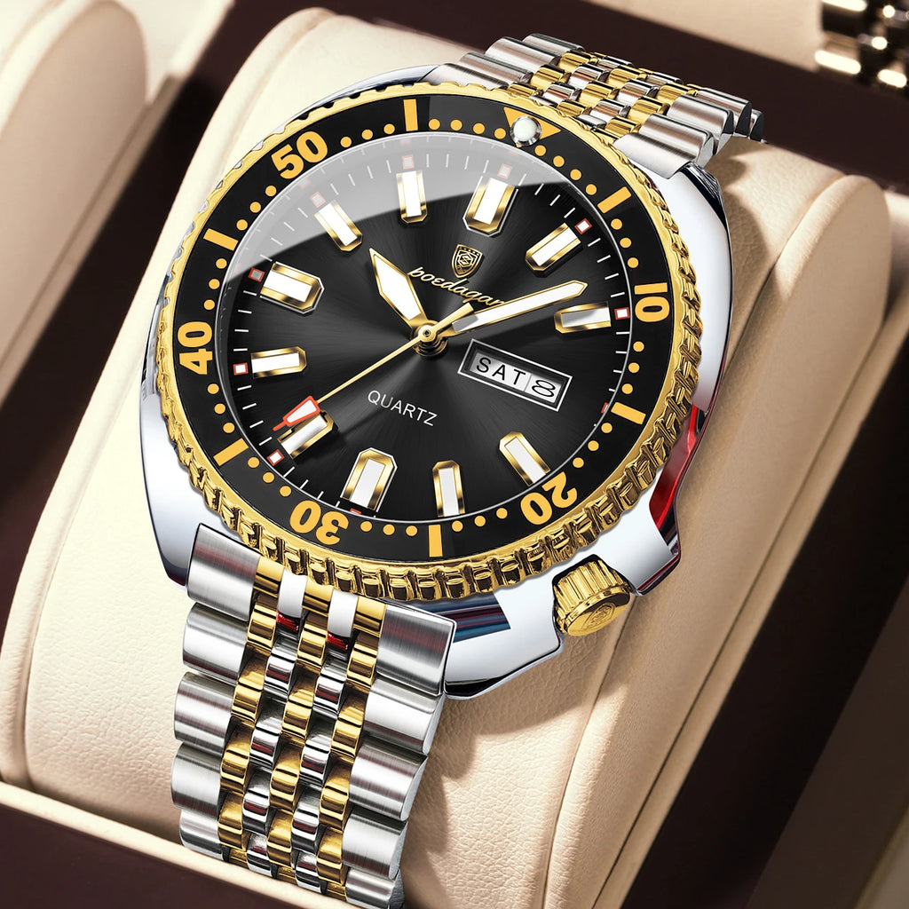 Poedagar Hot Sale Luxury Business Montres Stainless Steel Quartz Watches Waterproof Luminous Watch for Men