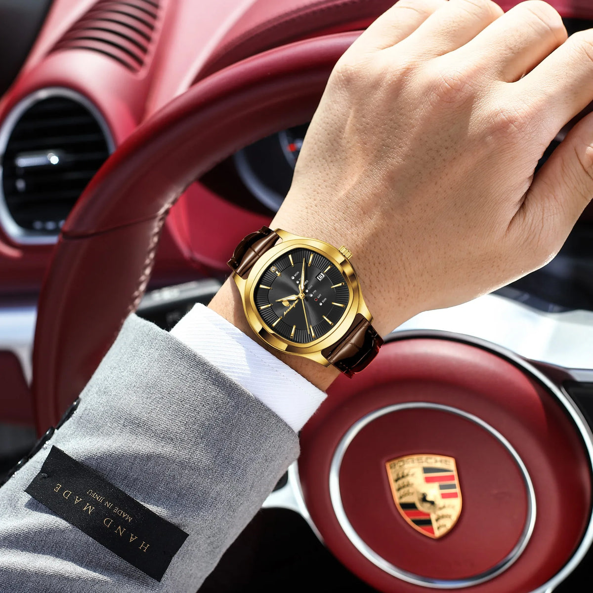 Poedagar 623 Quartz Watches Luxury Date Day Leather Strap Montre Homme Waterproof Luminous Business Daily Gift for Men