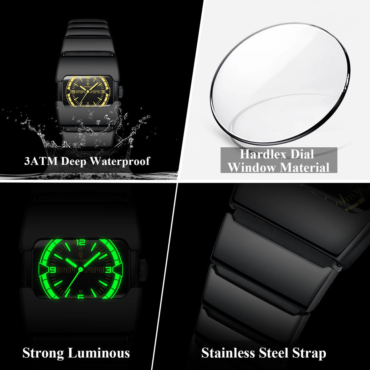 Poedagar 846 Luxury Men Quartz Watch Stainless Steel Hardlex Glass 3ATM Waterproof Luminous Wrist Watch for Men Wholesale