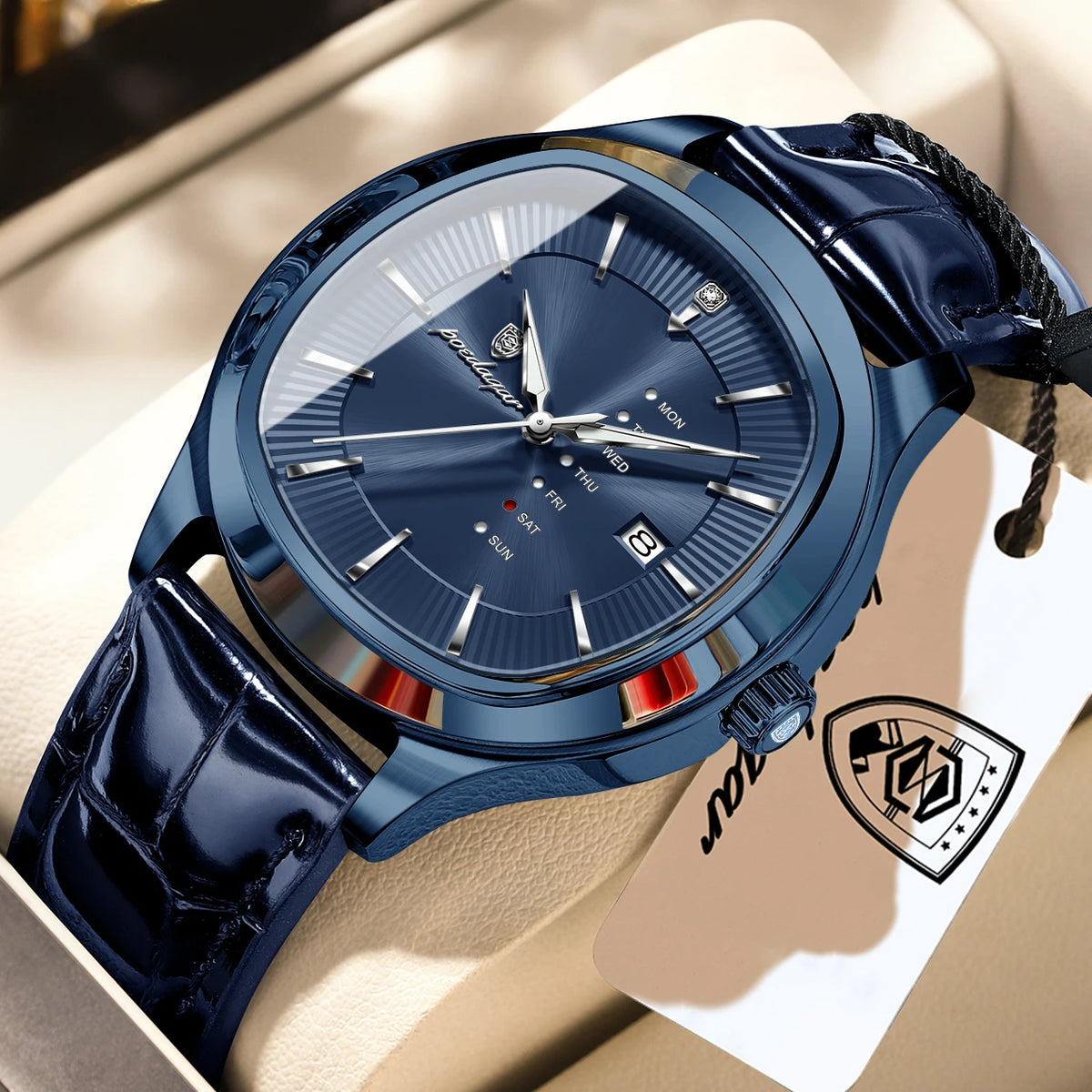 Poedagar 623 Men's Quartz Watches Luminous Waterproof Leather Strap Montre Homme Date Dial Calendar Business Daily Gift for Men