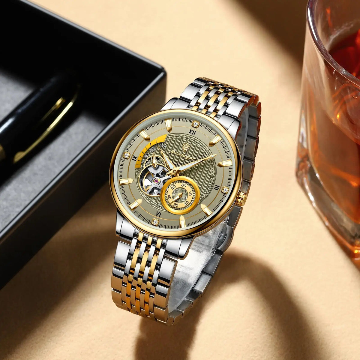 Poedagar Original Luxury Relojes Hombre Steel Strap Waterproof Luminous Mechanical Watch for Men