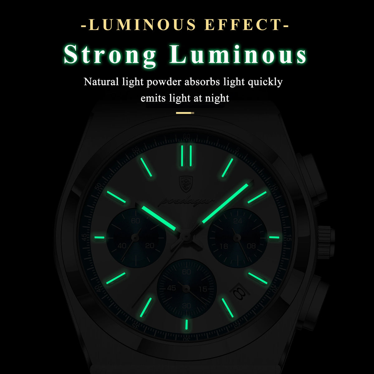 Poedagar 970 Luxury Men's Watches Leather Strap Waterproof Luminous Quartz Watch Montre Homme Casual Chronograph Watch for Men