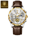 Poedagar Luxury Watch for Men Sports Leather Men's Watches Waterproof Luminous Chronograph Men Quartz Watches