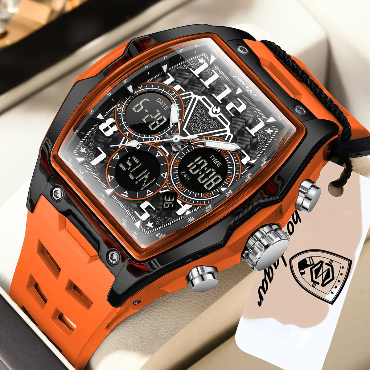 Watch for Men Sport Poedagar 636 Date Week Analog-Digital Quartz Watches Silicone Strap Montre Luminous Waterproof Men's Watch