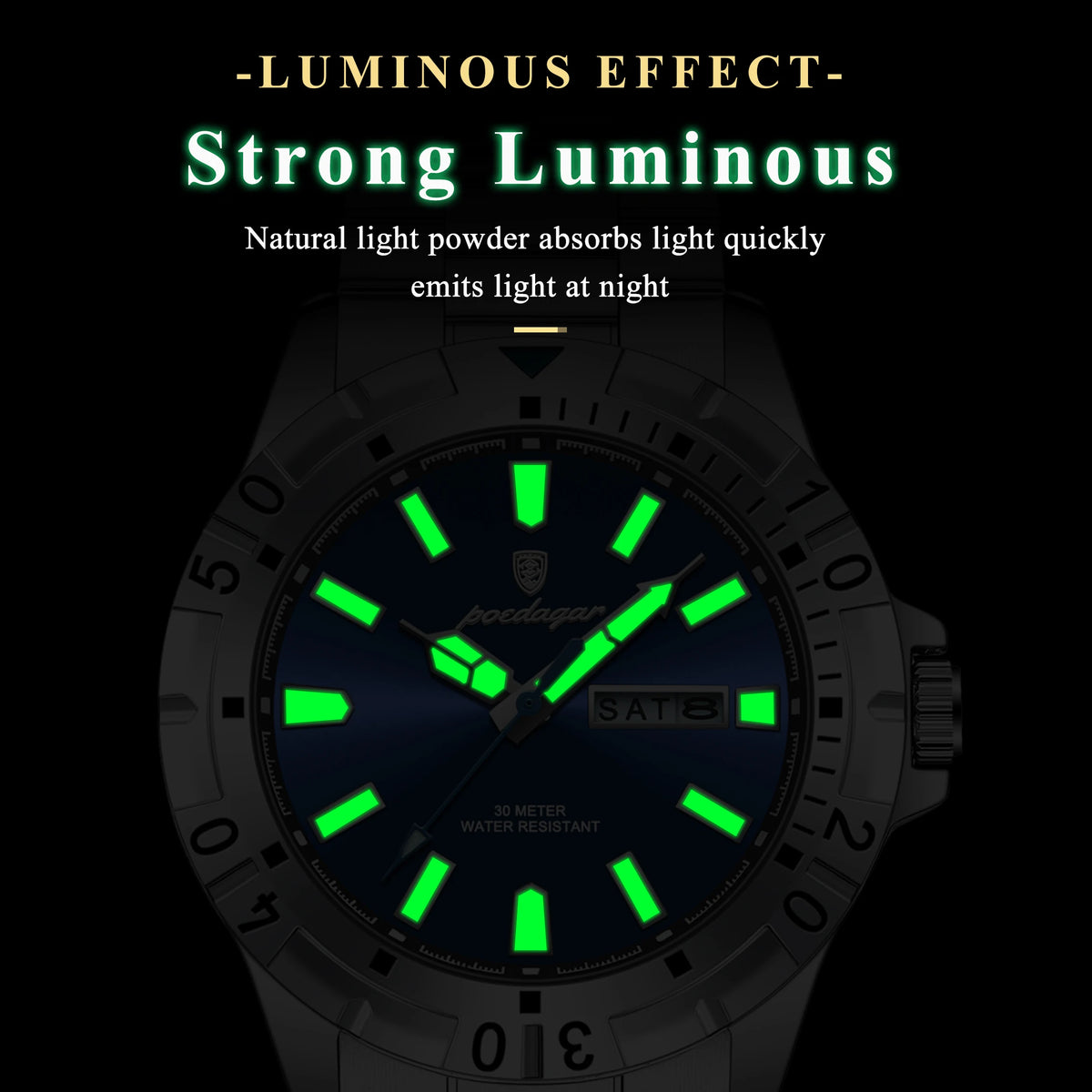 Poedagar 959 Luxury Men Watch Stainless Steel Business Quartz Wristwatch Waterproof Luminous Date Reloj Hombre Watch for Men